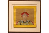 A COLOR AND INK SILK 'EMPEROR PORTRAIT' PAINTING