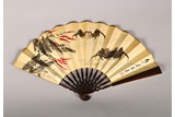 TANG YUN: COLOR AND INK PAPER 'CRABS' FAN PAINTING