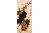 QI BAISHI: COLOR INK ON PAPER 'MELON AND INSECT'