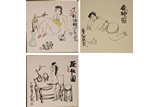 ZHU XINJIAN: THREE COLOR INK ON PAPER 'BEAUTIES' PAINTINGS
