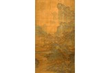 CHINESE SILK 'GREEN LANDSCAPE & PALACE' PAINTING, ATTRIB. WEN ZHENGMING