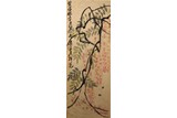 QI LIANGCHI: COLOR AND INK ON PAPER 'WISTERIA' PAINTING 