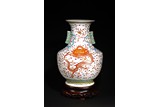 A LARGE CHINESE FAMILLE ROSE 'FIVE DRAGON' VASE 