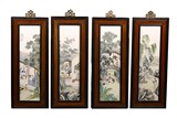 VERY FINE FOUR FAMILLE ROSE 'FIGURES' PLAQUES SET, WANG QI