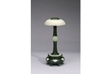 A WHITE AND GREEN JADE INSCRIBED HAT STAND