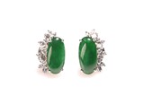 A PAIR OF NATURAL JADEITE DOUBLE CABOCHON EARRINGS