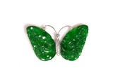 A NATURAL JADEITE AND DIAMOND BUTTERFLY BROOCH