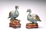 A PAIR OF CHINESE CLOISONNE ENAMEL 'MANDARIN DUCK' BOXES