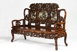 A CHINESE ROSEWOOD MOTHER OF PEARL BENCH