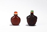 TWO AMBER SNUFF BOTTLES