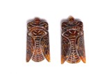 A PAIR OF AMBER 'CICADA' SNUFF BOTTLES