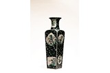 A CHINESE SQUARE FAMILLE NOIRE 'BIRDS AND FLOWERS' VASE