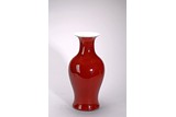 A CHINESE RED GLAZED BALUSTER VASE