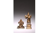 A GROUP OF TWO COPPER ALLOY DEITIES FIGURES