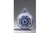 A CHINESE BLUE AND WHITE 'EIGHT EMBLEM' MOONFLASK