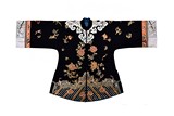 A CHINESE BLUE GROUND EMBROIDERY INFORMAL ROBE