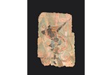 A VERY RARE DUNHUANG STYLE APSARA FRESCO WALL PAINTING