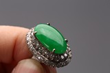 A NATURAL JADEITE AND DIAMOND RING