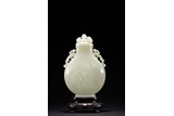 A CHINESE WHITE JADE MOONFLASK VASE