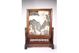 A LARGE CHINESE 'DREAMSTONE' HUANGHUALI TABLE SCREEN