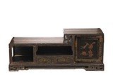 A GILT DECORATED BLACK LACQUER CABINET STAND