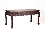 A LARGE CHINESE HARDWOOD 'GOURDS' PAINTING TABLE 