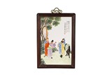 A FAMILLE ROSE STORY SCENE HANGING PANEL