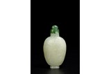 A WHITE JADE 'CLOUDS AND BAT' SNUFF BOTTLE
