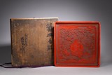 A CHINESE CINNABAR LACQUER 'BUDAI AND BOYS' SQUARE PLATE