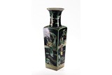 A LARGE CHINESE FAMILLE NOIRE SQUARE FORM VASE