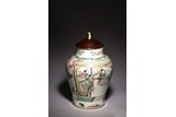 A CHINESE FAMILLE VERTE FIGURES JAR