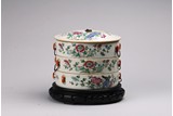 A CHINESE FAMILLE ROSE 'FLOWERS' THREE TIER BOX