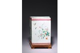 A FAMILLE ROSE 'FLOWERS AND BIRDS' TRAPEZOID VASE