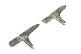 TWO CHINESE ARCHAIC BRONZE HARBERD BLADES