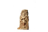 A CHINESE PAINTED MARBLE PENSIVE BUDDHA STELE