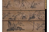 AN INK ON PAPER 'ORCHIDS' HANDSCROLL PAINTING