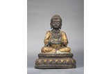 A LARGE CHINESE GILT BRONZE FIGURE OF AMITABHA