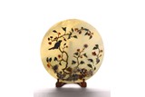 A CHINESE WHITE JADE INLAID CIRCULAR PANEL
