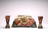 A DECO MARBLE 3 PIECE CLOCK GARNITURE
