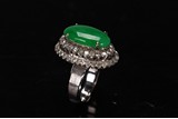 A NATURAL JADEITE AND DIAMOND RING