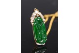 A NATURAL 'MELONS' JADEITE AND DIAMOND PENDANT