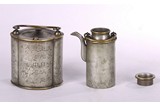 A CHINESE INSCRIBED PEWTER TEAPOT