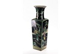 A LARGE CHINESE FAMILLE NOIR SQUARE FORM VASE