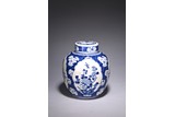 A BLUE AND WHITE 'FLOWERS AND ANTIQUES' JAR 