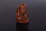 A BAMBOO ROOT CARVED ASCETIC LUOHAN