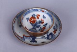 A CHINESE BROWN GLAZE BLUE AND WHITE BOWL AND DISH