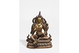 AN IMPERIAL PARCEL-GILT BRONZE FIGURE OF SAMANTABHADRA 