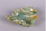 A CHINESE JADEITE LOTUS LEAF BRUSH WASHER