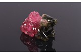 A RARE CHINESE GREEN AND PINK TOURMALINE 'BOY AND BUFFALO'