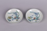 A PAIR OF CHINESE DOUCAI 'FLOWERS' DISHES